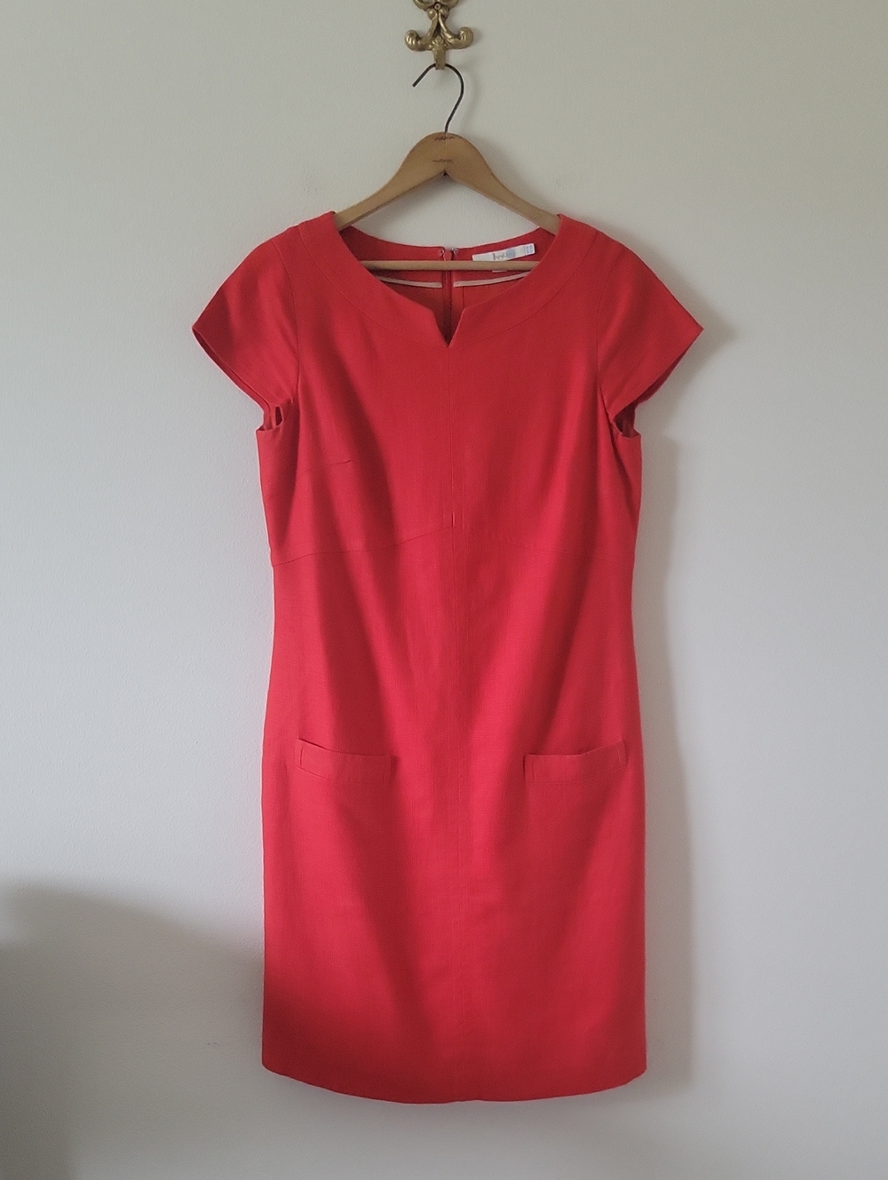 Boden Tomato Red Linen Blend Sheath Dress Size 10L